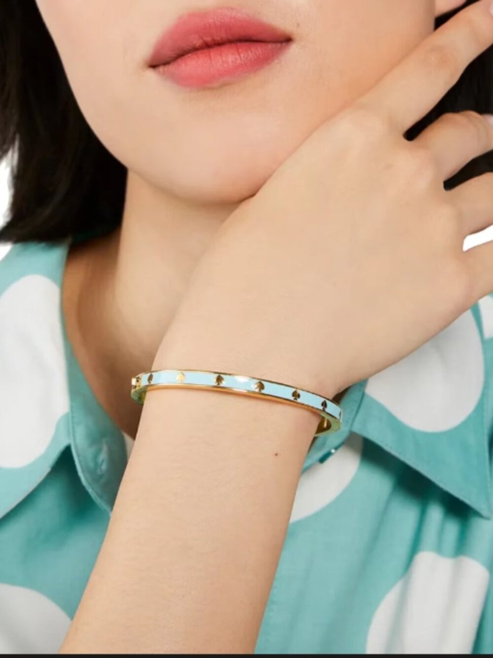 NWOT Kate Spade Spot the Spade Hinged Bangle Light Blue